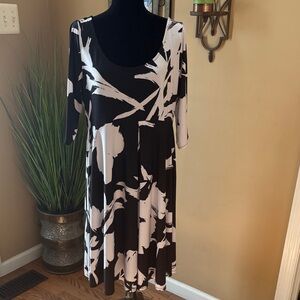 Lane Bryant Black and White 3/4 Sleeve Dress